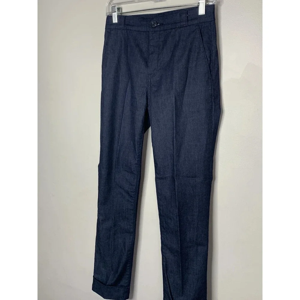Tory Burch Dress Pants Women 23 Blue Short and Sweet Ankle Trousers Career Denim